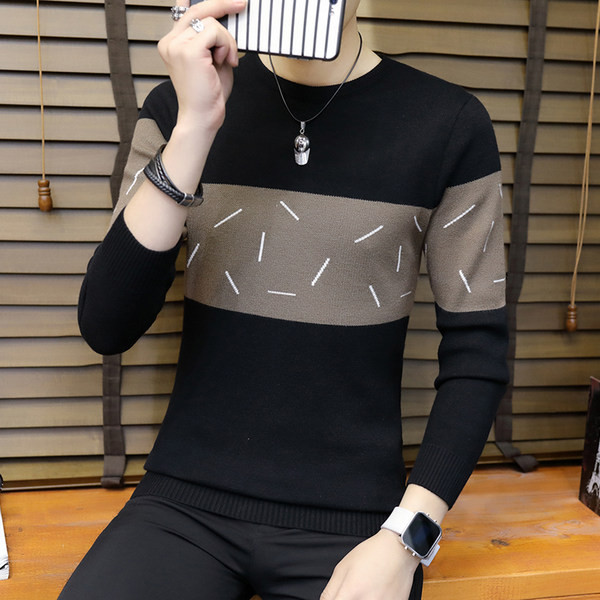 Ανδρικό πουλόβερ casual με λαιμόκοψη