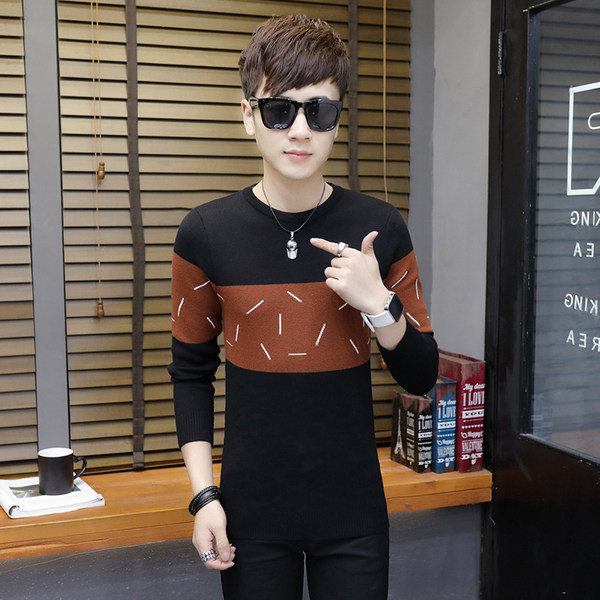 Ανδρικό πουλόβερ casual με λαιμόκοψη