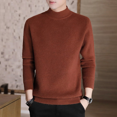 Ανδρικό πουλόβερ με μακριά μανίκια και ψηλό γιακά