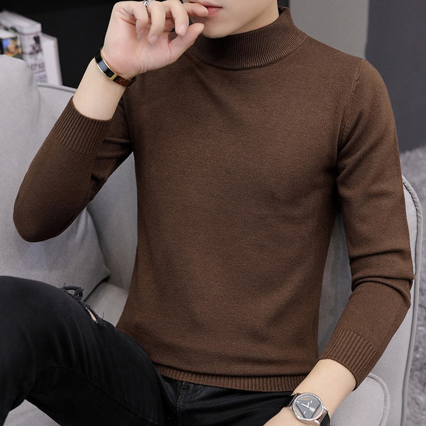 Vienkrāsains polo kakla džemperis vīriešiem