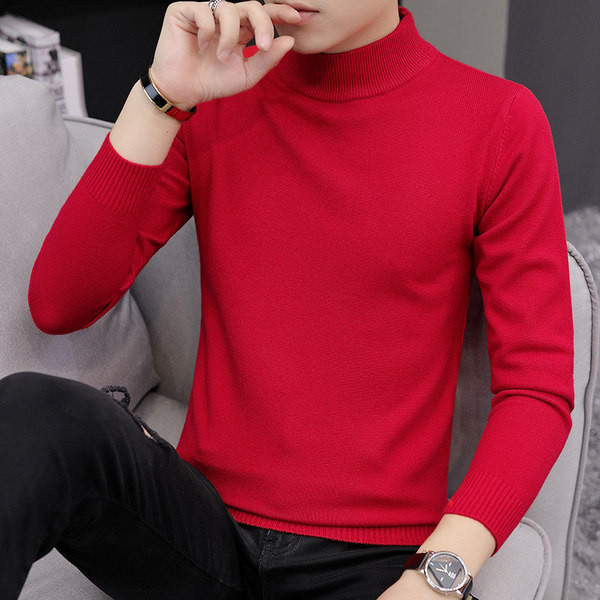 Vienkrāsains polo kakla džemperis vīriešiem