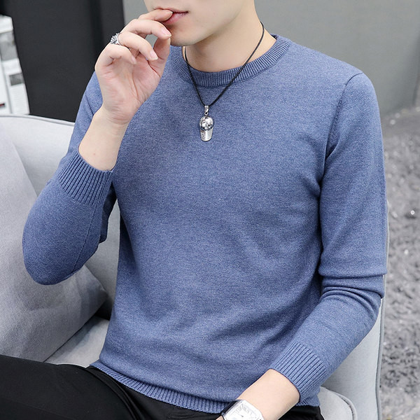 Ανδρικό μακρυμάνικο πουλόβερ με λαιμόκοψη