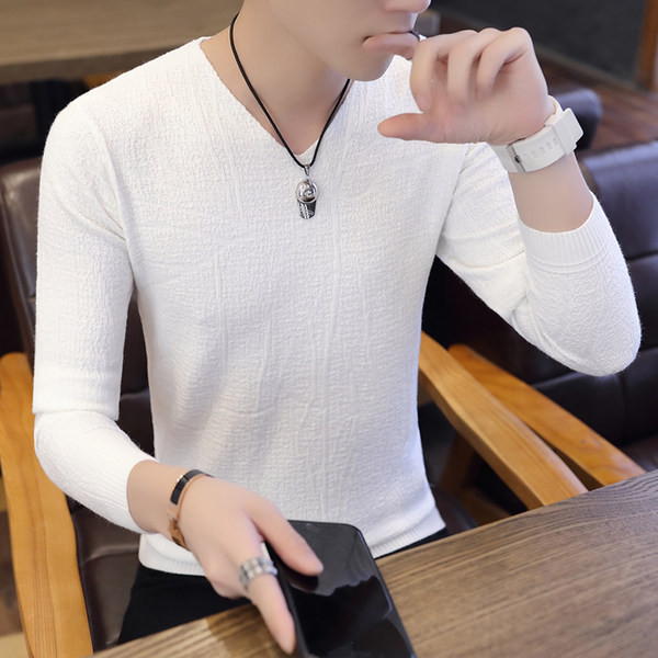 Jesenska muška bluza s V izrezom