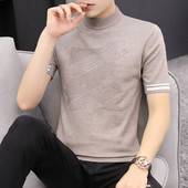 Vīriešu džemperis ar augstu apkakli un īsām piedurknēm