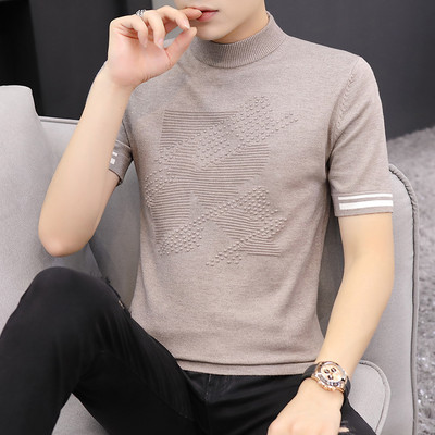 Vīriešu džemperis ar augstu apkakli un īsām piedurknēm