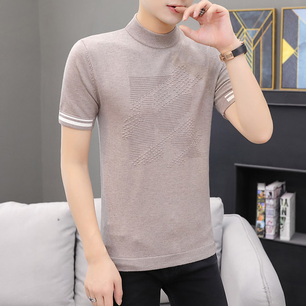 Vīriešu džemperis ar augstu apkakli un īsām piedurknēm