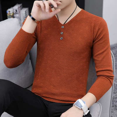 Vīriešu džemperis ar V veida kakla izgriezumu ar pogām