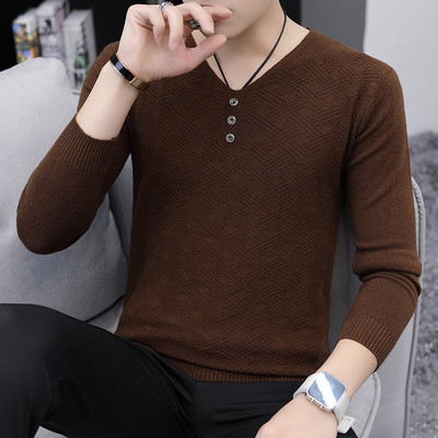 Vīriešu džemperis ar V veida kakla izgriezumu ar pogām