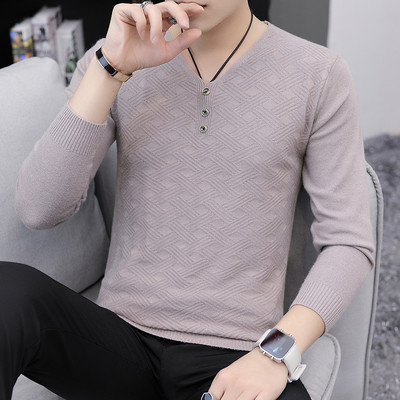 Vīriešu džemperis ar V veida kakla izgriezumu ar pogām