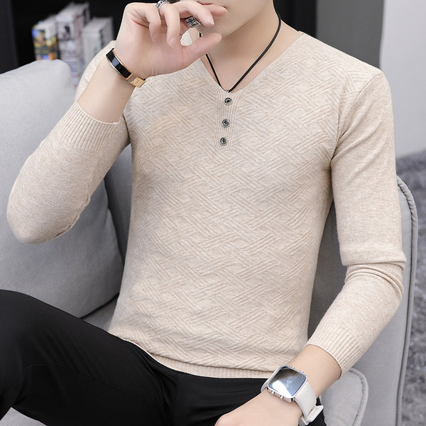 Vīriešu džemperis ar V veida kakla izgriezumu ar pogām