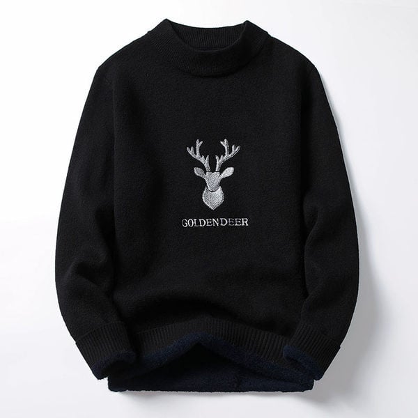 Ανδρικό πουλόβερ με φόδρα και κέντημα