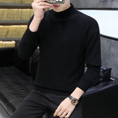 Ziemas vīriešu džemperis ar garām piedurknēm un polo apkakli