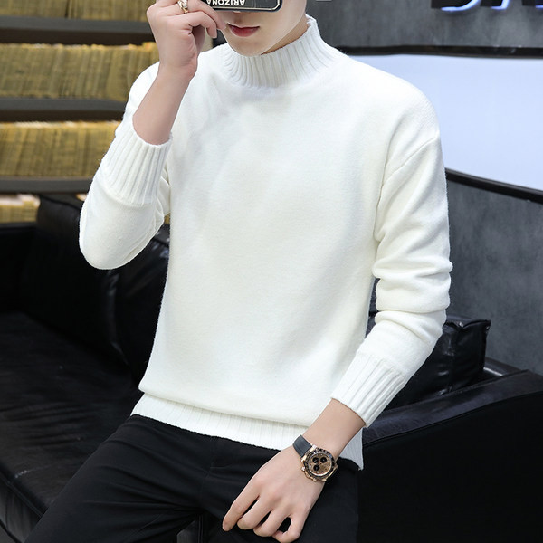 Ziemas vīriešu džemperis ar garām piedurknēm un polo apkakli