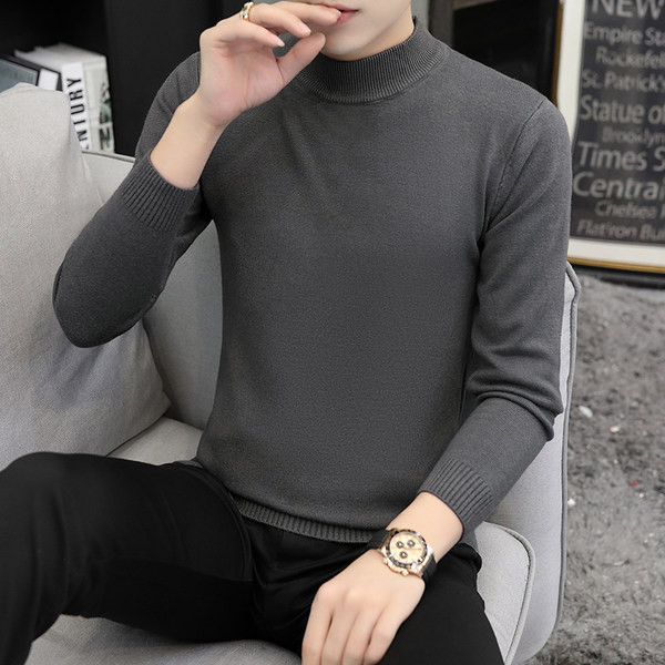 Elegants vīriešu džemperis ar augstu apkakli