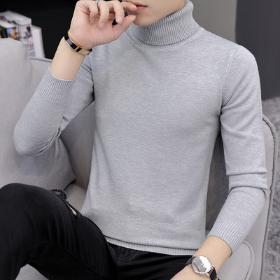 Ανδρικό πουλόβερ φθινοπώρου-χειμώνα με μακριά μανίκια και γιακά πόλο