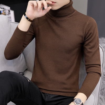 Ανδρικό πουλόβερ φθινοπώρου-χειμώνα με μακριά μανίκια και γιακά πόλο