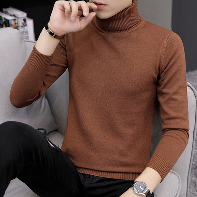 Ανδρικό πουλόβερ φθινοπώρου-χειμώνα με μακριά μανίκια και γιακά πόλο