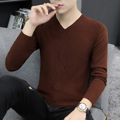 Ανδρικό πουλόβερ με λαιμόκοψη σε διάφορα χρώματα