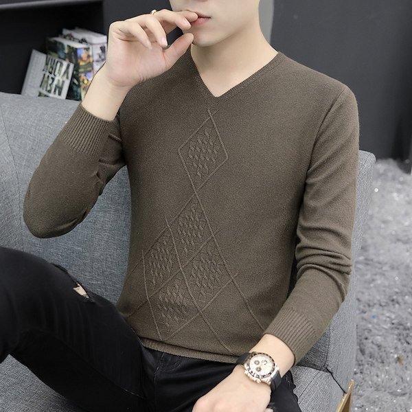 Ανδρικό πουλόβερ με λαιμόκοψη σε διάφορα χρώματα