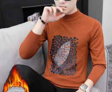 Modes vīriešu polsterēts džemperis ar garām piedurknēm ar aplikāciju