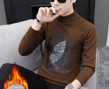 Modes vīriešu polsterēts džemperis ar garām piedurknēm ar aplikāciju