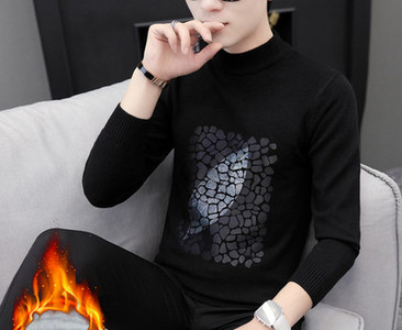 Modes vīriešu polsterēts džemperis ar garām piedurknēm ar aplikāciju