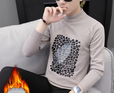 Modes vīriešu polsterēts džemperis ar garām piedurknēm ar aplikāciju