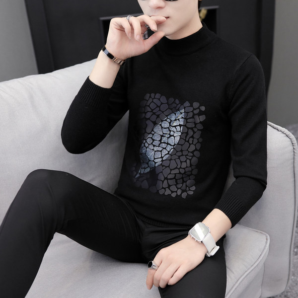 Modes vīriešu polsterēts džemperis ar garām piedurknēm ar aplikāciju