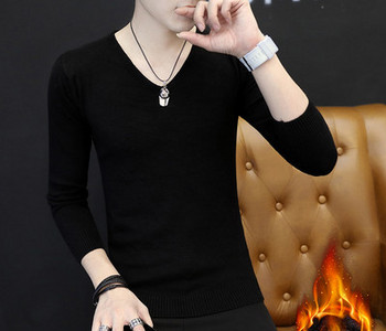 Polsterēts vīriešu džemperis ar V veida kakla izgriezumu