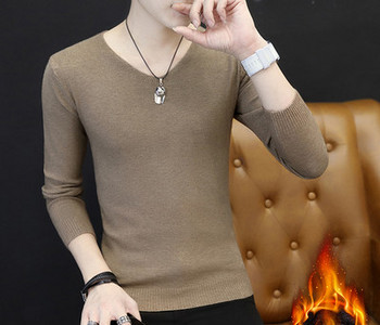 Polsterēts vīriešu džemperis ar V veida kakla izgriezumu