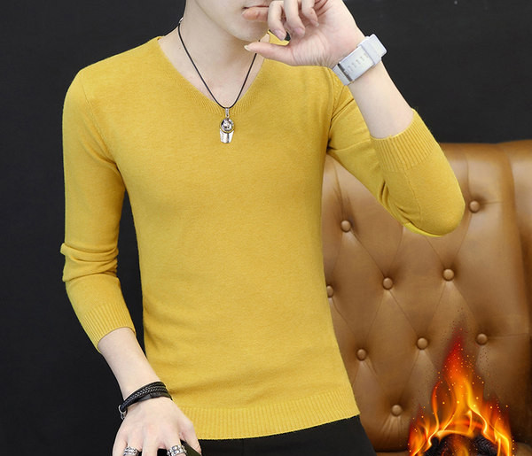 Polsterēts vīriešu džemperis ar V veida kakla izgriezumu