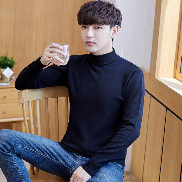 Ανδρικό πουλόβερ - με ψηλό γιακά και μακριά μανίκια