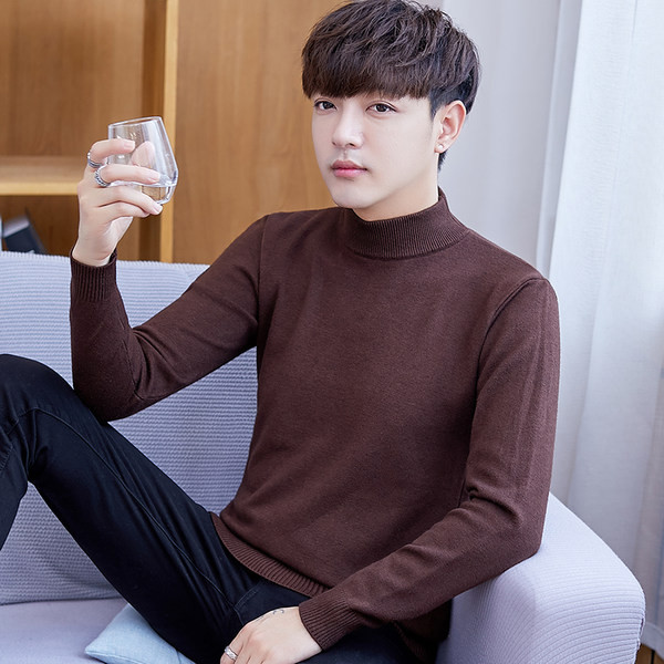 Ανδρικό πουλόβερ - με ψηλό γιακά και μακριά μανίκια