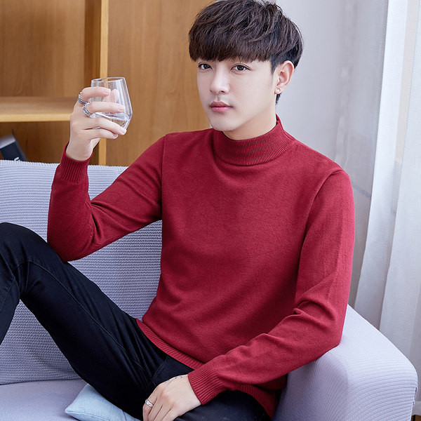 Ανδρικό πουλόβερ - με ψηλό γιακά και μακριά μανίκια