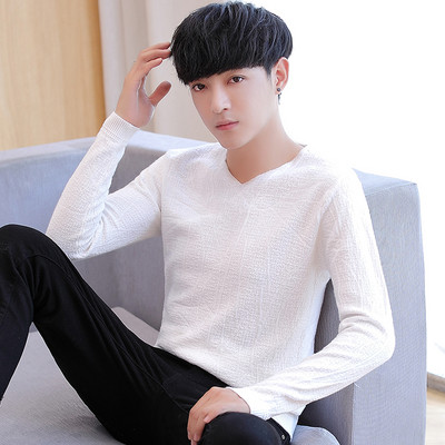 Ikdienas vienkrāsains džemperis ar V veida kakla izgriezumu vīriešiem