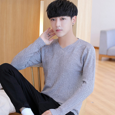 Ikdienas vienkrāsains džemperis ar V veida kakla izgriezumu vīriešiem