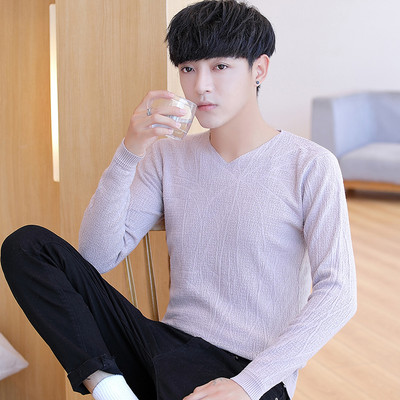 Ikdienas vienkrāsains džemperis ar V veida kakla izgriezumu vīriešiem