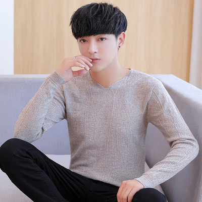 Ikdienas vienkrāsains džemperis ar V veida kakla izgriezumu vīriešiem