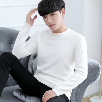 Jednobojni zimski džemper dugih rukava za muškarce