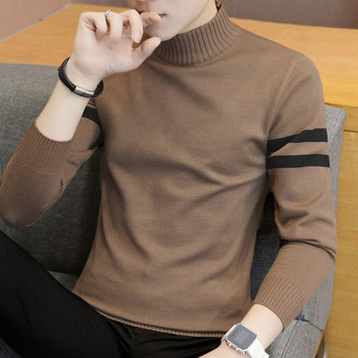 Ανδρικό πουλόβερ φθινοπώρου-χειμώνα με γιακά και φόδρα 