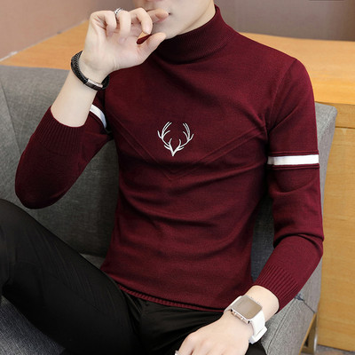 Ανδρικό πουλόβερ φθινοπώρου-χειμώνα με γιακά και φόδρα 