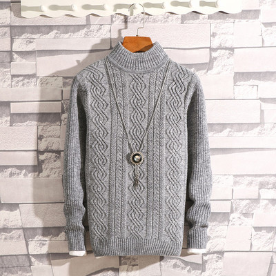 Ανδρικό casual πουλόβερ με φόδρα και στάμπα