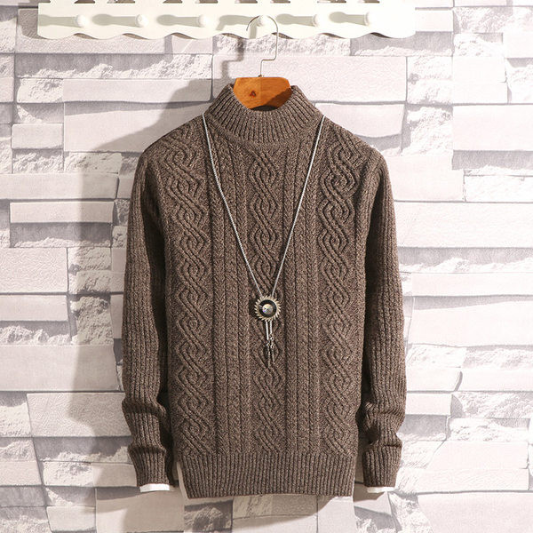 Ανδρικό casual πουλόβερ με φόδρα και στάμπα