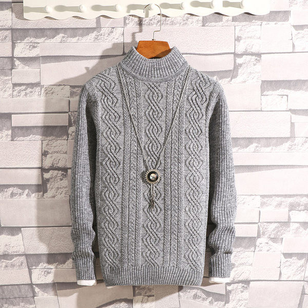 Ανδρικό casual πουλόβερ με φόδρα και στάμπα