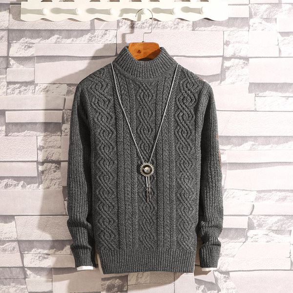 Ανδρικό casual πουλόβερ με φόδρα και στάμπα