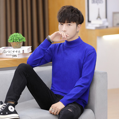 Vīriešu vienkrāsains džemperis ar polo apkakli