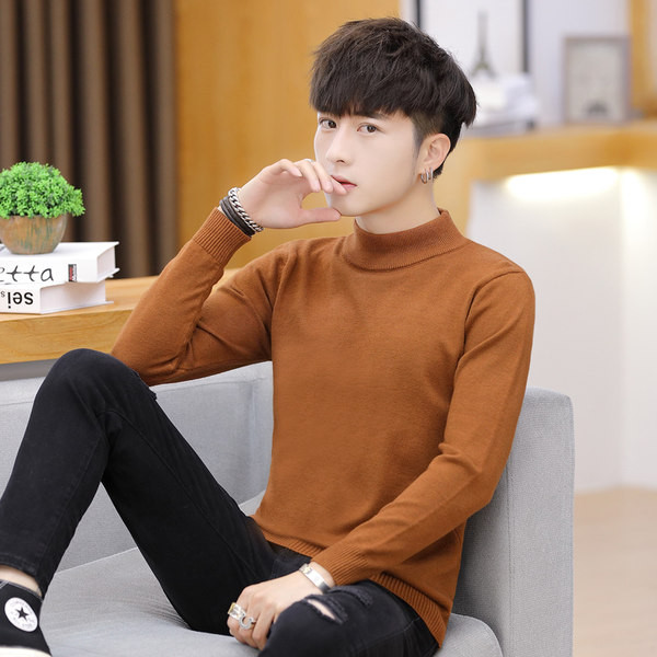 Vīriešu vienkrāsains džemperis ar polo apkakli