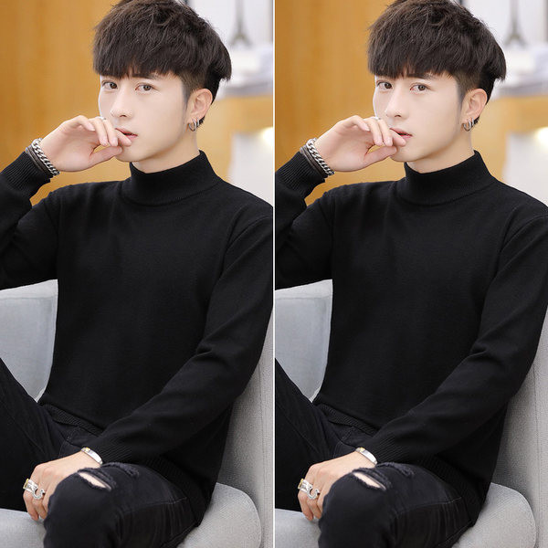 Vīriešu vienkrāsains džemperis ar polo apkakli