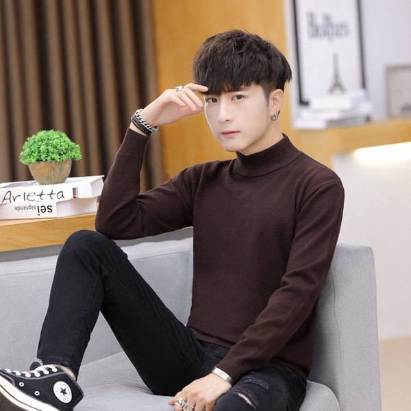 Vīriešu vienkrāsains džemperis ar polo apkakli