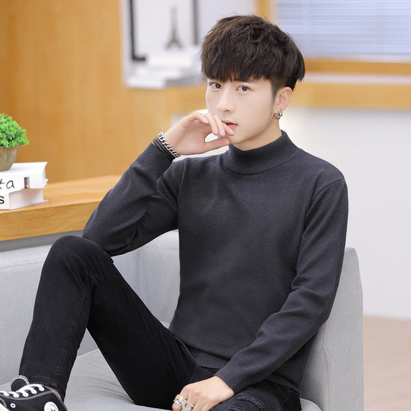 Vīriešu vienkrāsains džemperis ar polo apkakli